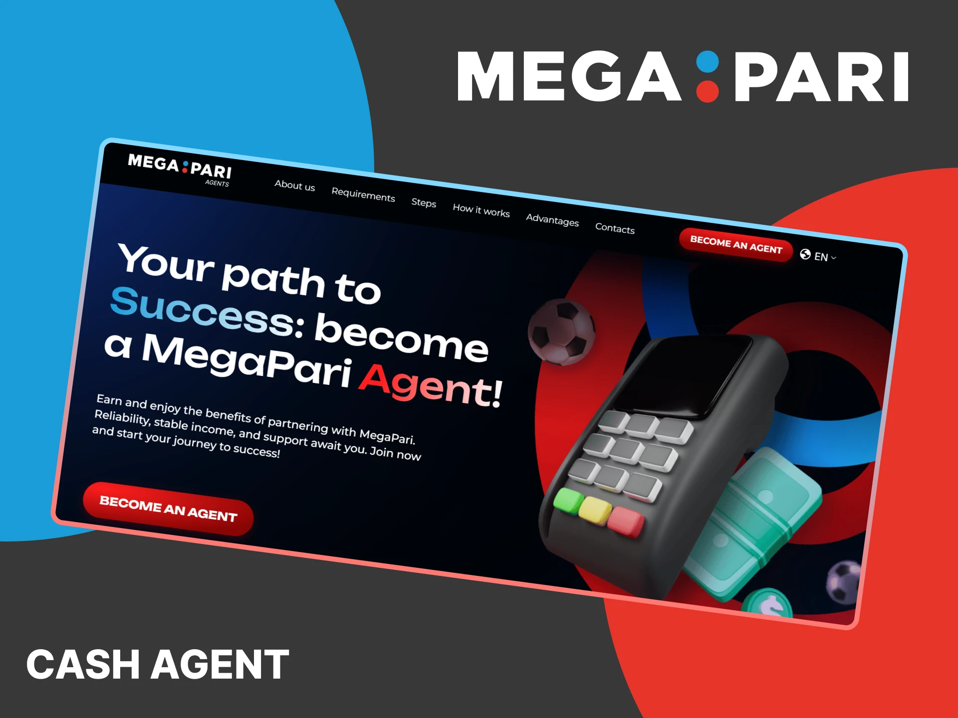Become a MegaPari agent and enjoy the benefits of partnership.