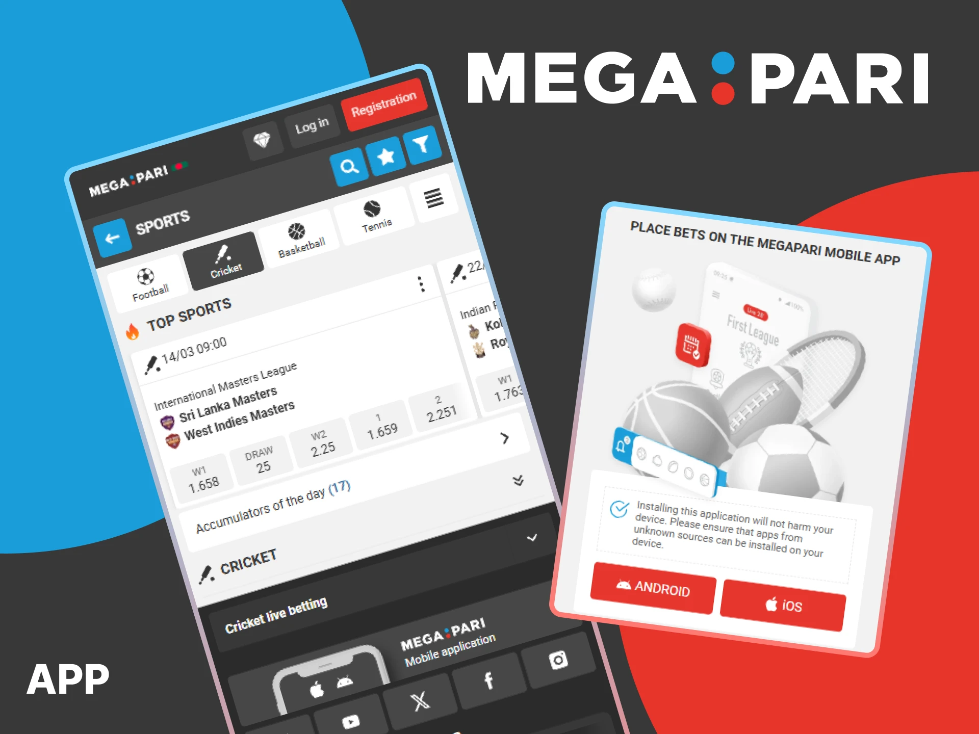 Bet on cricket through the MegaPari app.