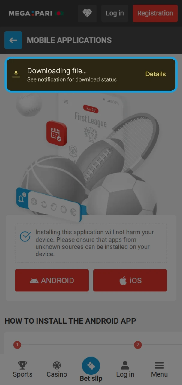 Start downloading the apk file to get the MegaPari app.