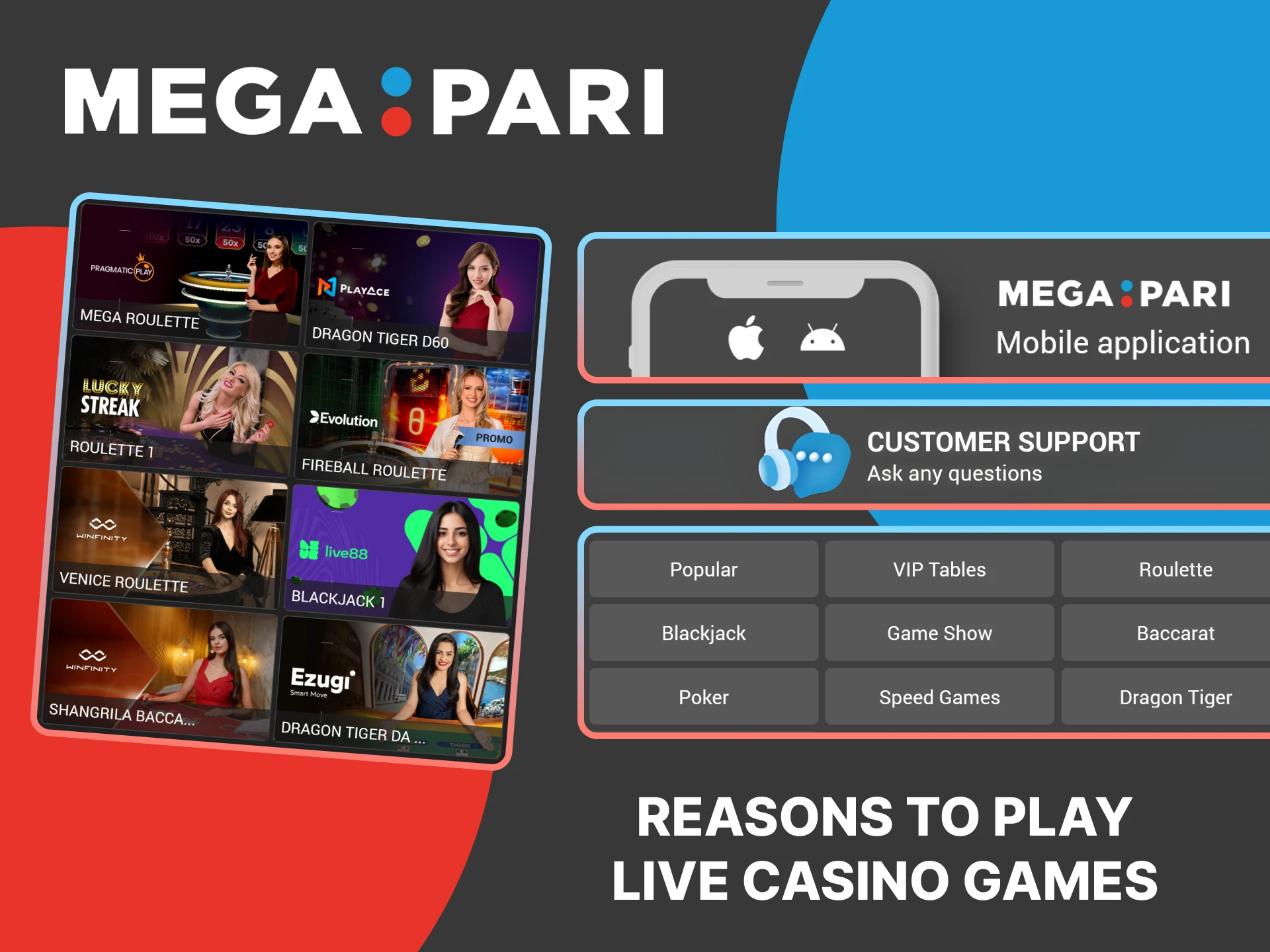 Get the best live casino experience with top-quality games on MegaPari.