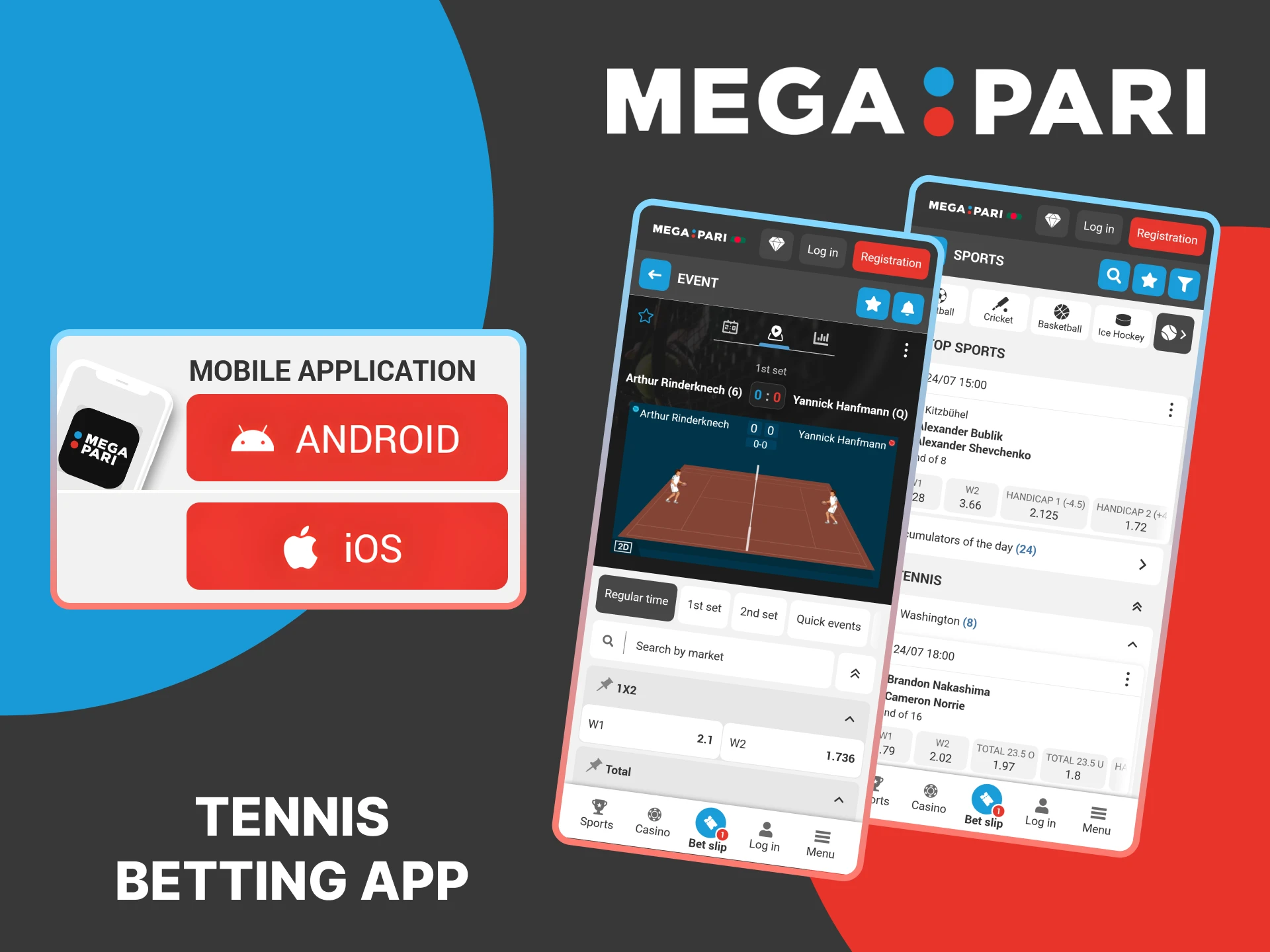 Experience seamless tennis betting on the go with the MegaPari mobile app.