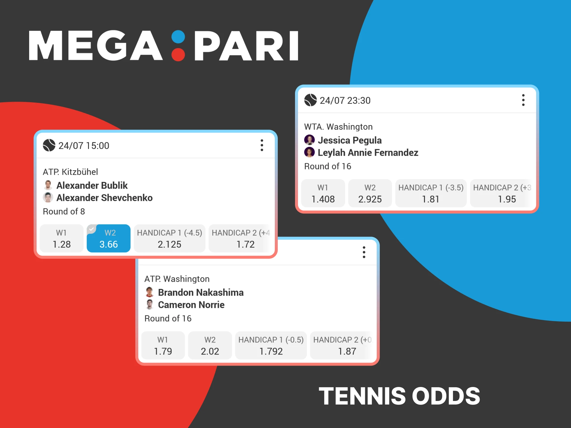 Enjoy competitive high odds for tennis betting at MegaPari.