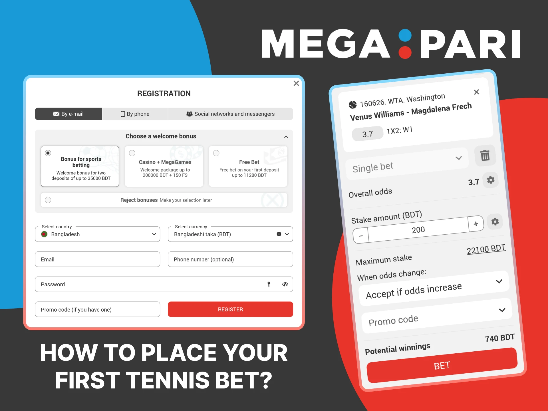 Enjoy tennis betting in Bangladesh with MegaPari.