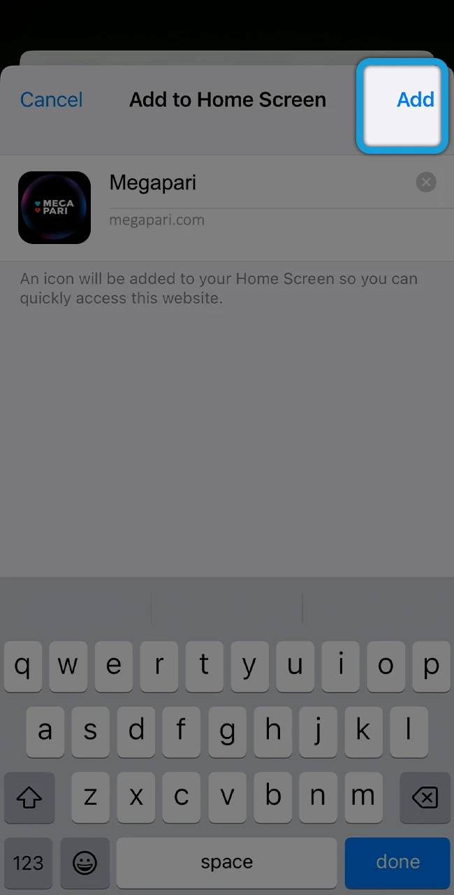 Confirm the installation of the Megapari icon on the home screen.