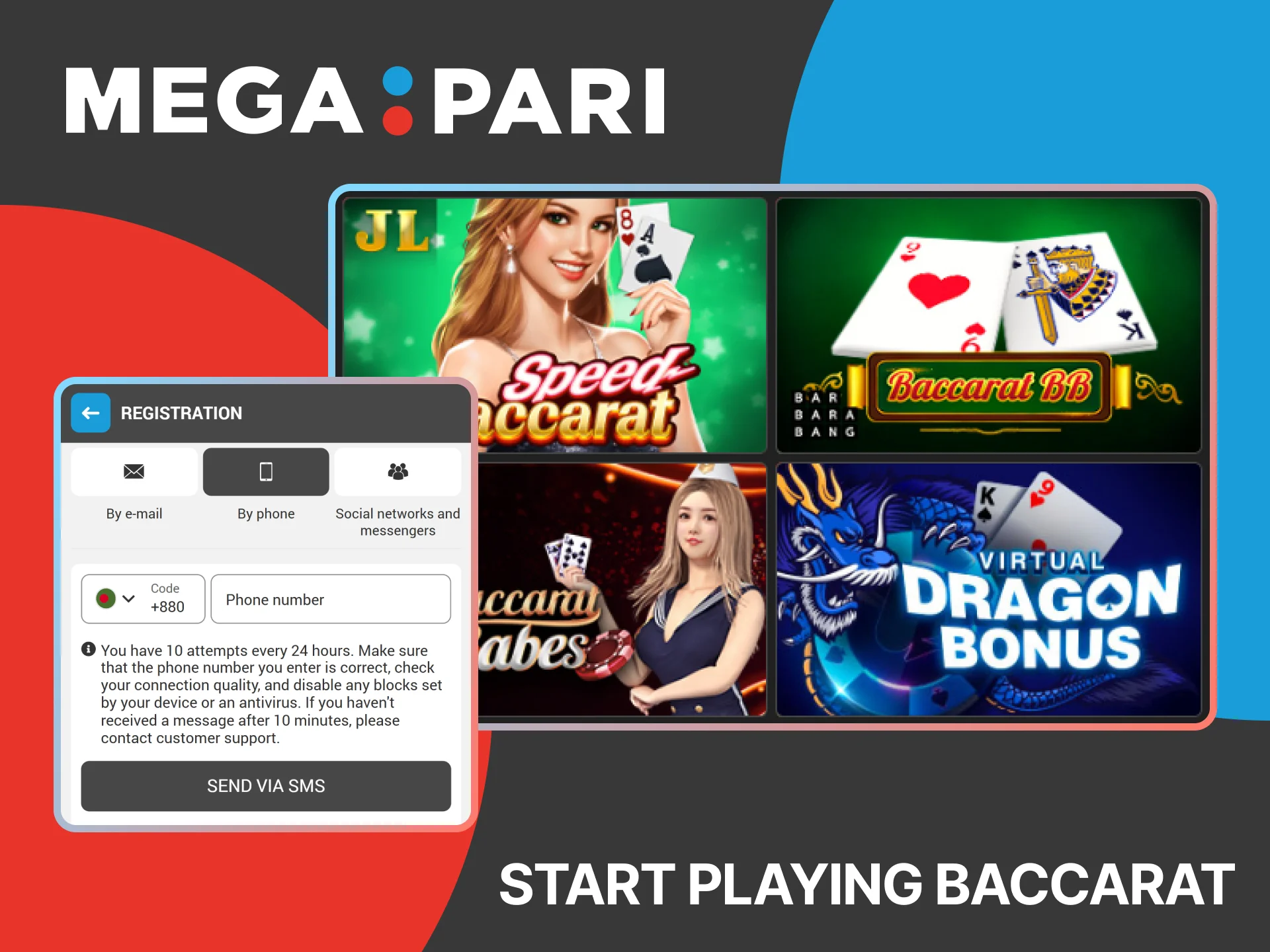 Top up your MegaPari account balance and open the doors to the world of Baccarat.