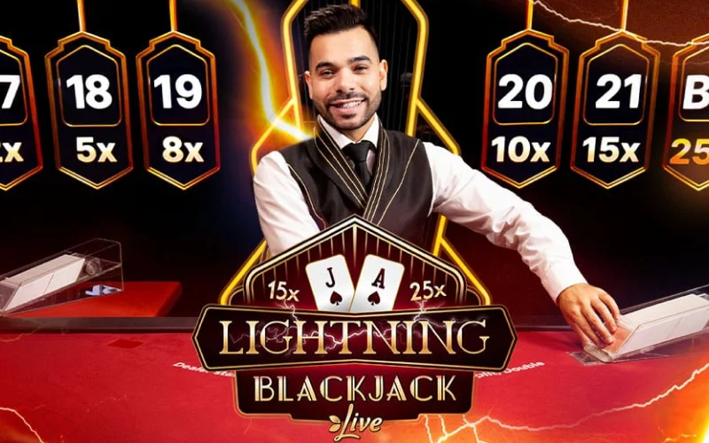 Lightning Blackjack by Evolution on MegaPari brings electrifying multipliers and dynamic gameplay to the classic blackjack experience.