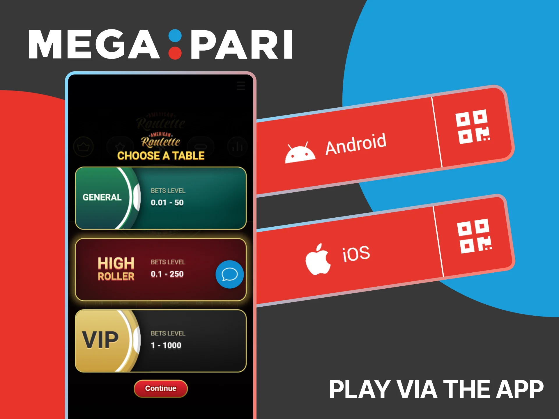 Download the Megapari mobile app for convenient roulette play.
